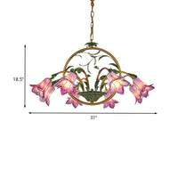 American Garden Lily Hanging Chandelier Metal LED Light - Rebooters