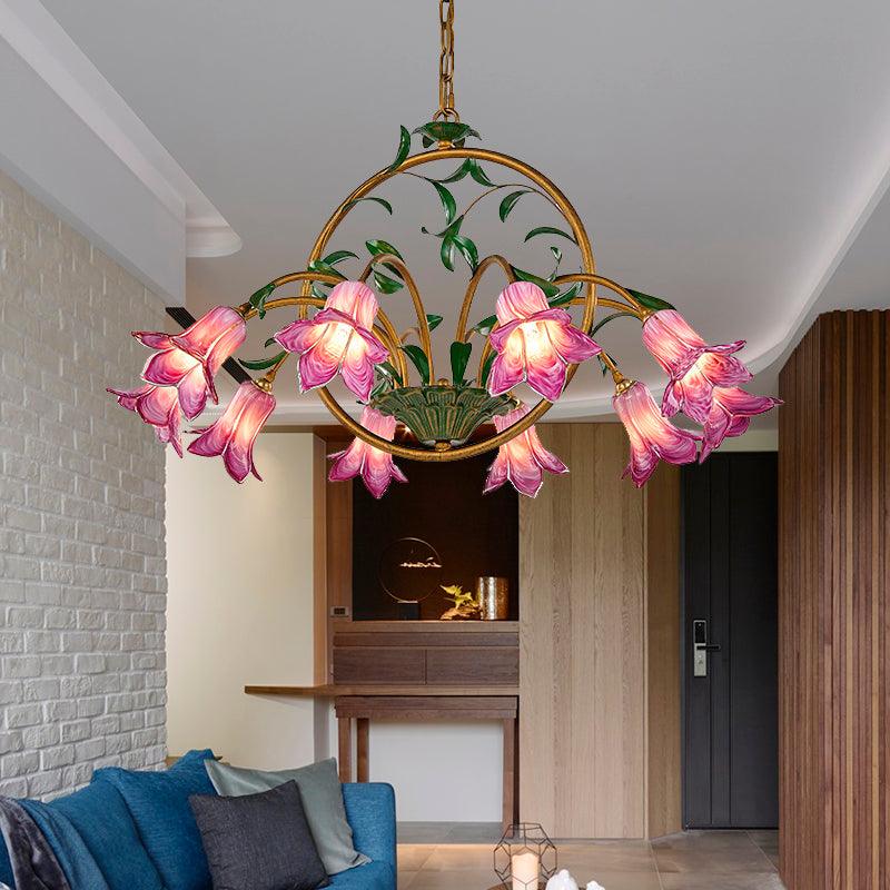 American Garden Lily Hanging Chandelier Metal LED Light - Rebooters