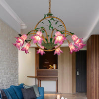 American Garden Lily Hanging Chandelier Metal LED Light - Rebooters