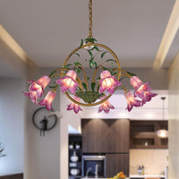 American Garden Lily Hanging Chandelier Metal LED Light - Rebooters