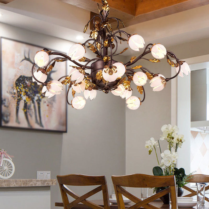 Metal Dark Brown Chandelier Lighting Lotus 12/20/25 Lights - Rebooters