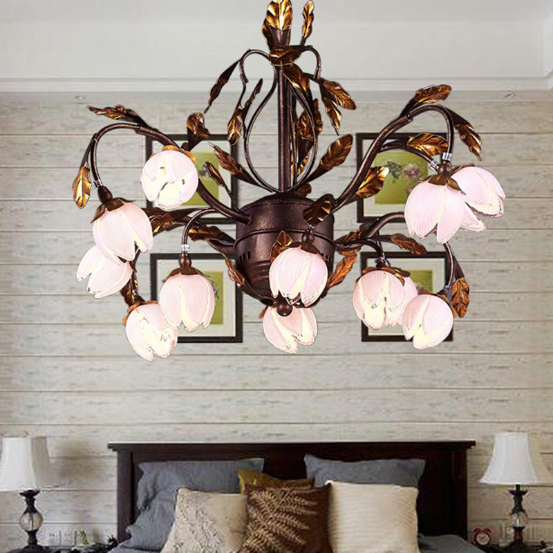 Metal Dark Brown Chandelier Lighting Lotus 12/20/25 Lights - Rebooters