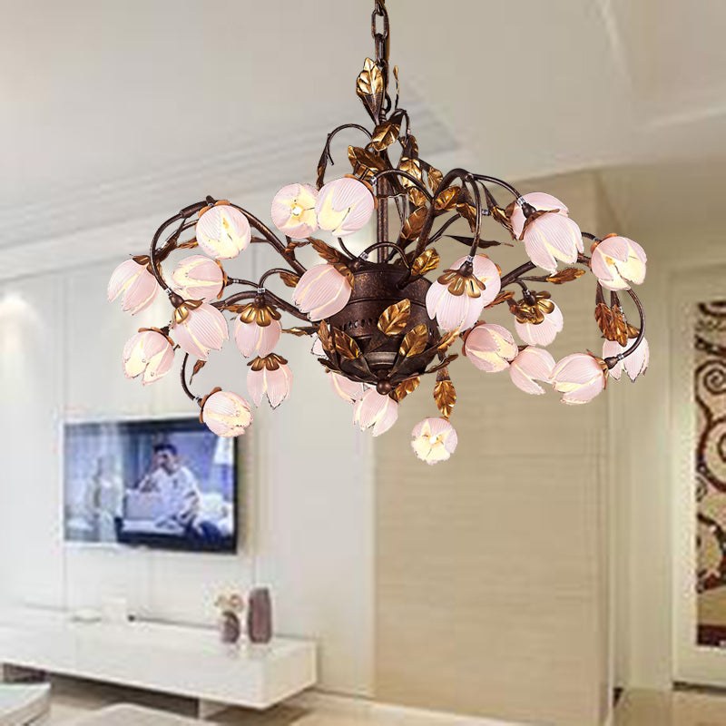 Metal Dark Brown Chandelier Lighting Lotus 12/20/25 Lights - Rebooters