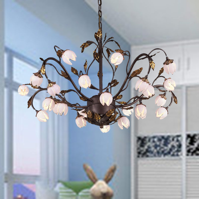 Metal Dark Brown Chandelier Lighting Lotus 12/20/25 Lights - Rebooters