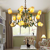 American Flower Metal Hanging Pendant 16 Heads LED Chandelier - Rebooters
