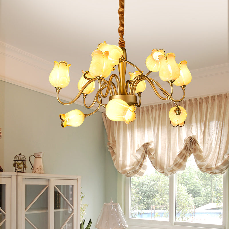 Tulip Bedroom Ceiling Chandelier Gold LED Pendant Light - Rebooters