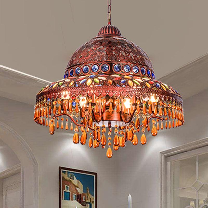 5 Lights Barn Chandelier Light Art Deco Brass Pendant Fixture - Rebooters