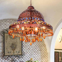 5 Lights Barn Chandelier Light Art Deco Brass Pendant Fixture - Rebooters