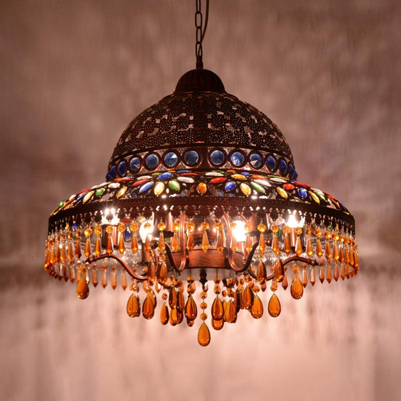 5 Lights Barn Chandelier Light Art Deco Brass Pendant Fixture - Rebooters