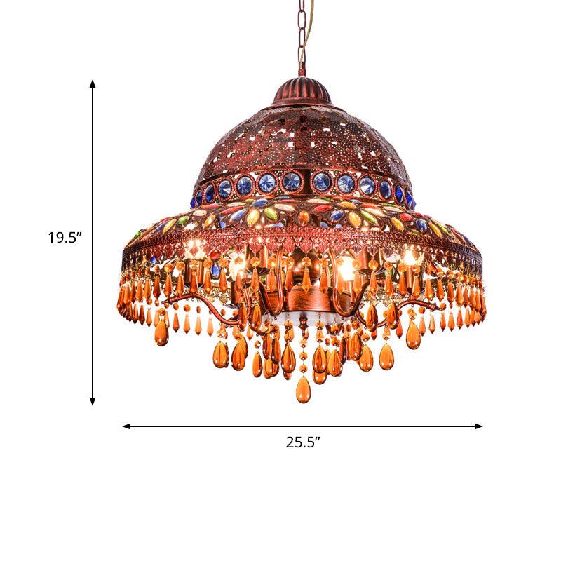 5 Lights Barn Chandelier Light Art Deco Brass Pendant Fixture - Rebooters