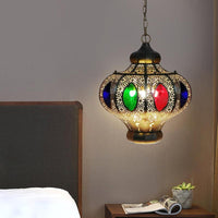 4 Heads Pendant Lighting Mediterranean Ceiling Chandelier in Brass - Rebooters