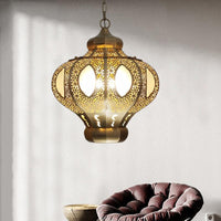 4 Heads Pendant Lighting Mediterranean Ceiling Chandelier in Brass - Rebooters