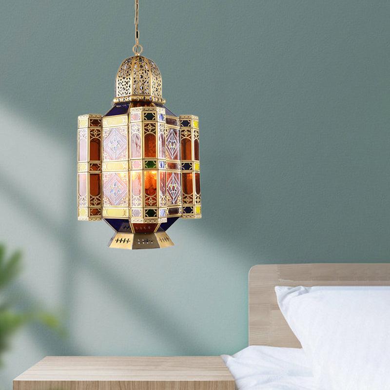 Brass 3-Bulb Pendant Light Fixture Arab Style Metal Castle Chandelier Lamp for Restaurant - Rebooters
