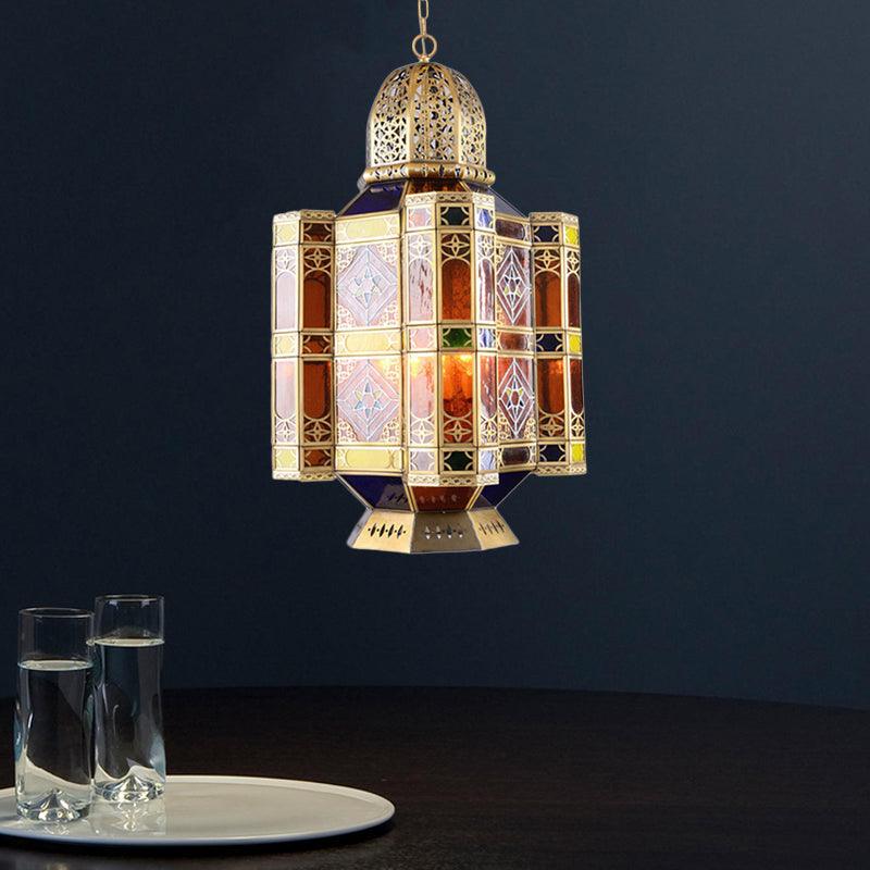 Brass 3-Bulb Pendant Light Fixture Arab Style Metal Castle Chandelier Lamp for Restaurant - Rebooters