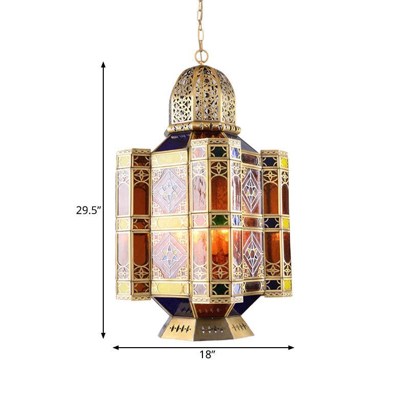 Brass 3-Bulb Pendant Light Fixture Arab Style Metal Castle Chandelier Lamp for Restaurant - Rebooters