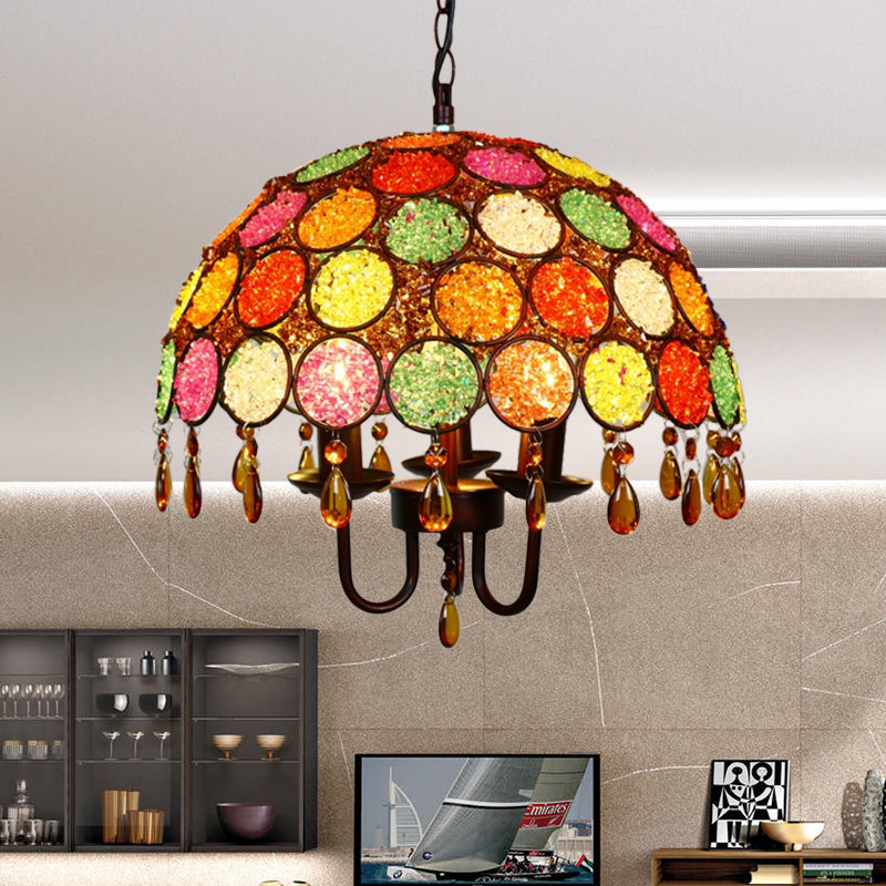 Bowl Metal Pendant Chandelier Antique 3 Heads Dining Room Light - Rebooters