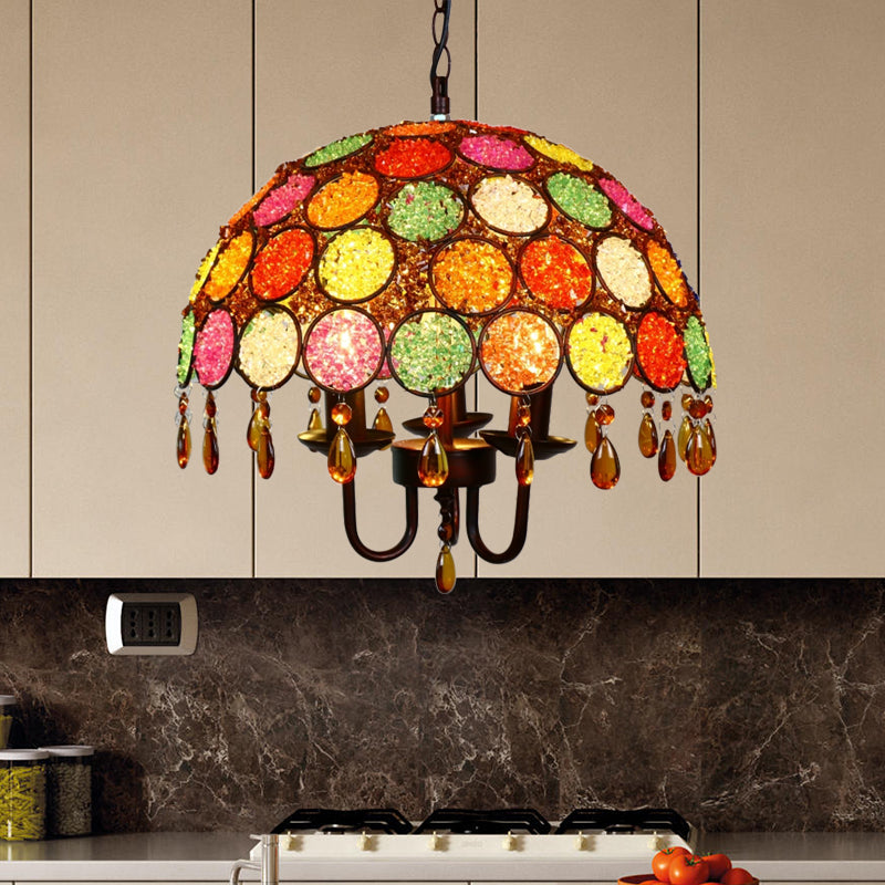 Bowl Metal Pendant Chandelier Antique 3 Heads Dining Room Light - Rebooters