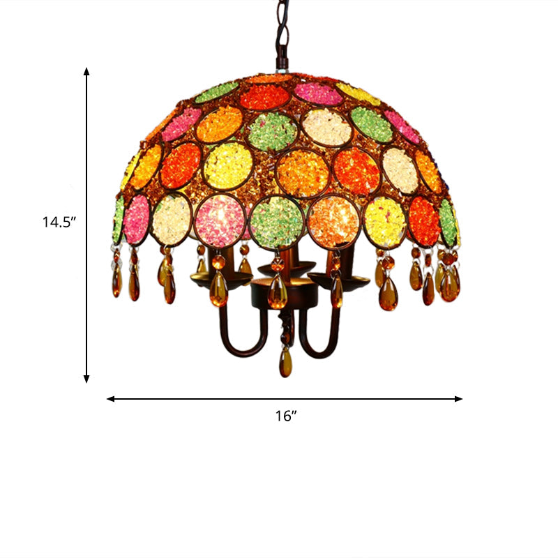 Bowl Metal Pendant Chandelier Antique 3 Heads Dining Room Light - Rebooters