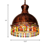 Art Deco Bowl Chandelier Lighting 3 Bulbs Brass Lamp - Rebooters