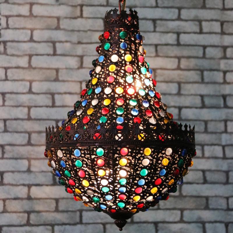 Metal Teardrop Chandelier Light Fixture Decorative 2 Lights Restaurant Hanging Lamp in Black - Rebooters