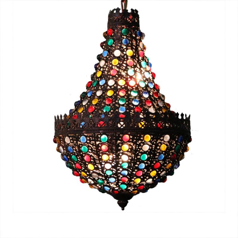 Metal Teardrop Chandelier Light Fixture Decorative 2 Lights Restaurant Hanging Lamp in Black - Rebooters