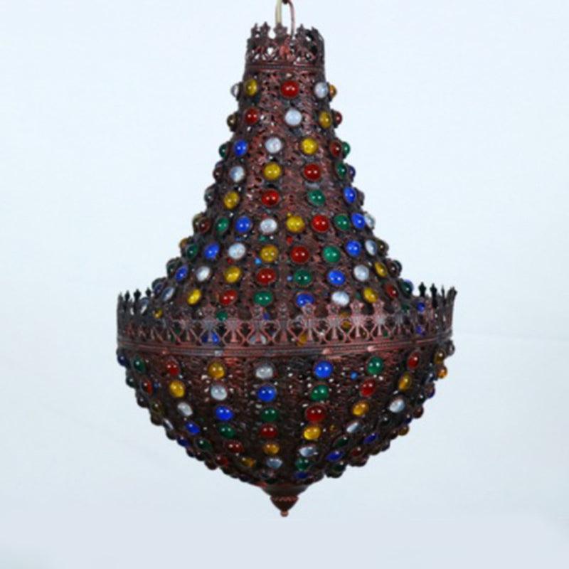 Metal Teardrop Chandelier Light Fixture Decorative 2 Lights Restaurant Hanging Lamp in Black - Rebooters
