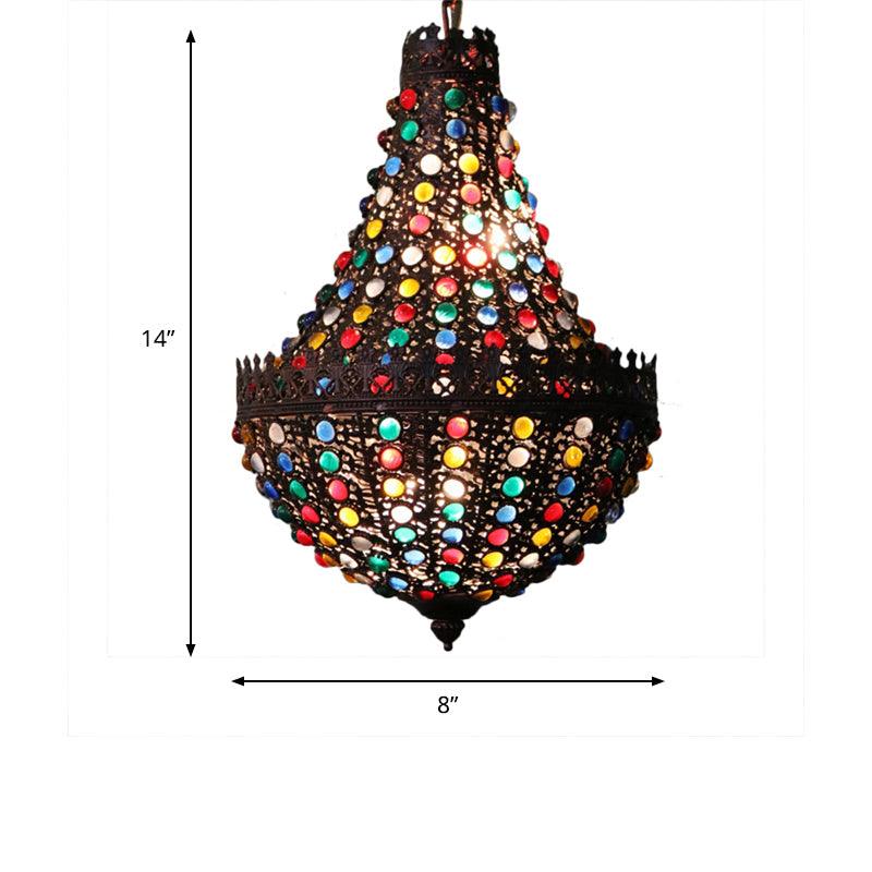 Metal Teardrop Chandelier Light Fixture Decorative 2 Lights Restaurant Hanging Lamp in Black - Rebooters
