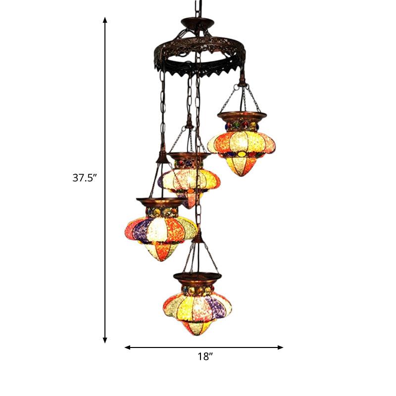 4/6 Lights Metal Chandelier Light Fixture Antique Copper Urn Shape - Rebooters