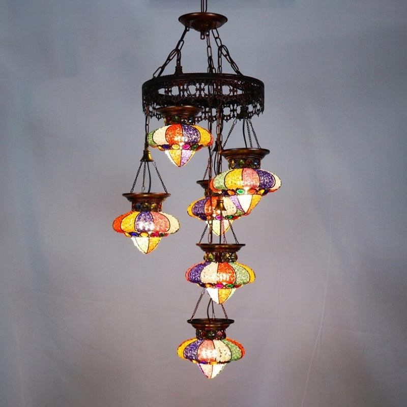 4/6 Lights Metal Chandelier Light Fixture Antique Copper Urn Shape - Rebooters