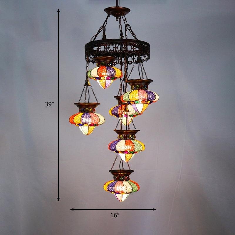 4/6 Lights Metal Chandelier Light Fixture Antique Copper Urn Shape - Rebooters