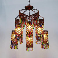 6 Bulbs Hanging Chandelier Bohemian Cylinder Pendant Light - Rebooters