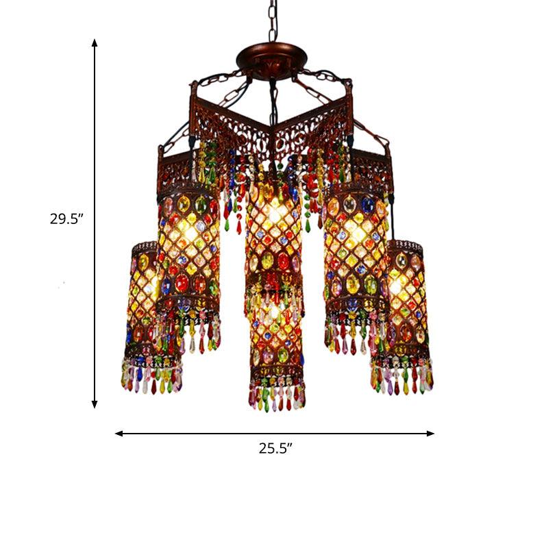 6 Bulbs Hanging Chandelier Bohemian Cylinder Pendant Light - Rebooters