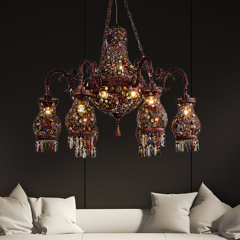 Urn Shaped Restaurant Ceiling Chandelier Bohemian Metal Lamp - Rebooters