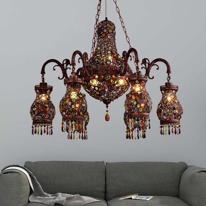 Urn Shaped Restaurant Ceiling Chandelier Bohemian Metal Lamp - Rebooters