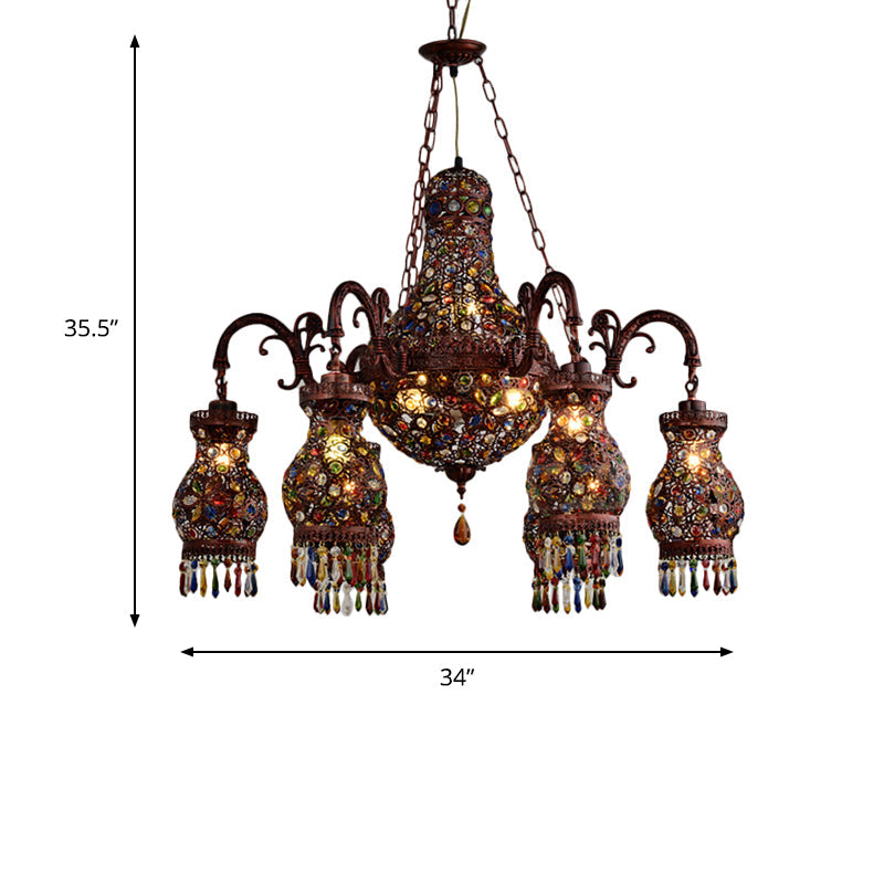 Urn Shaped Restaurant Ceiling Chandelier Bohemian Metal Lamp - Rebooters