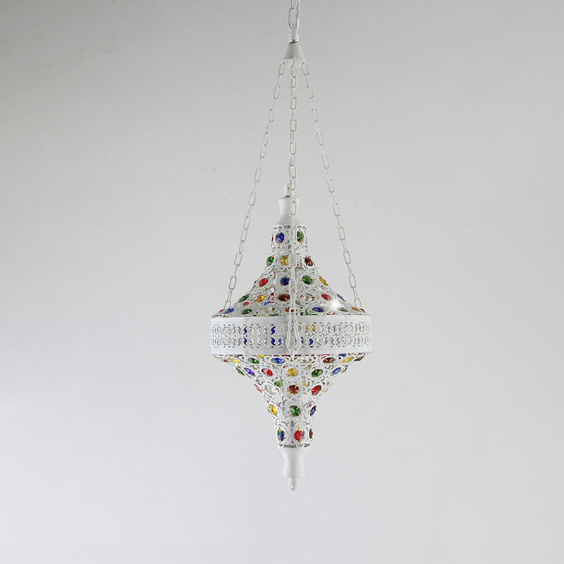Bohemian Hollow Hanging Light 1 Bulb Metal Pendant White - Rebooters