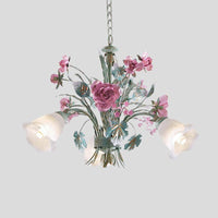 Aqua Floral Chandelier Lamp Pastoral Metal Living Room LED Ceiling Light - Rebooters