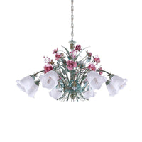 Aqua Floral Chandelier Lamp Pastoral Metal Living Room LED Ceiling Light - Rebooters