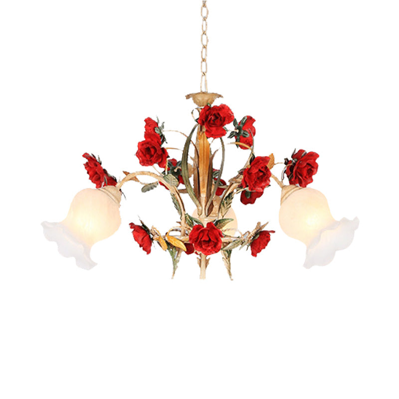 Pastoral Scalloped Chandelier Pendant Light 3/6/8 Heads Brown - Rebooters