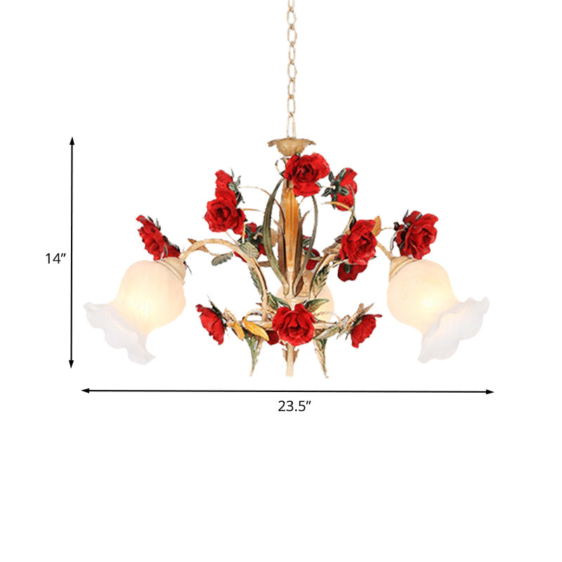 Pastoral Scalloped Chandelier Pendant Light 3/6/8 Heads Brown - Rebooters