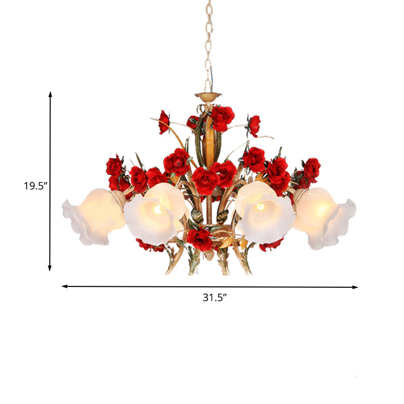Pastoral Scalloped Chandelier Pendant Light 3/6/8 Heads Brown - Rebooters