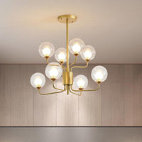 2-Tier Ball Clear Glass Chandelier with Radial Design - Rebooters