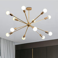 26"/38.5" Wide Metal Starburst Chandelier Light Gold Lamp - Rebooters