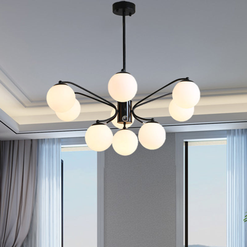 White Glass Ball Chandelier Modern 3/5/9 Lights Fixture - Rebooters