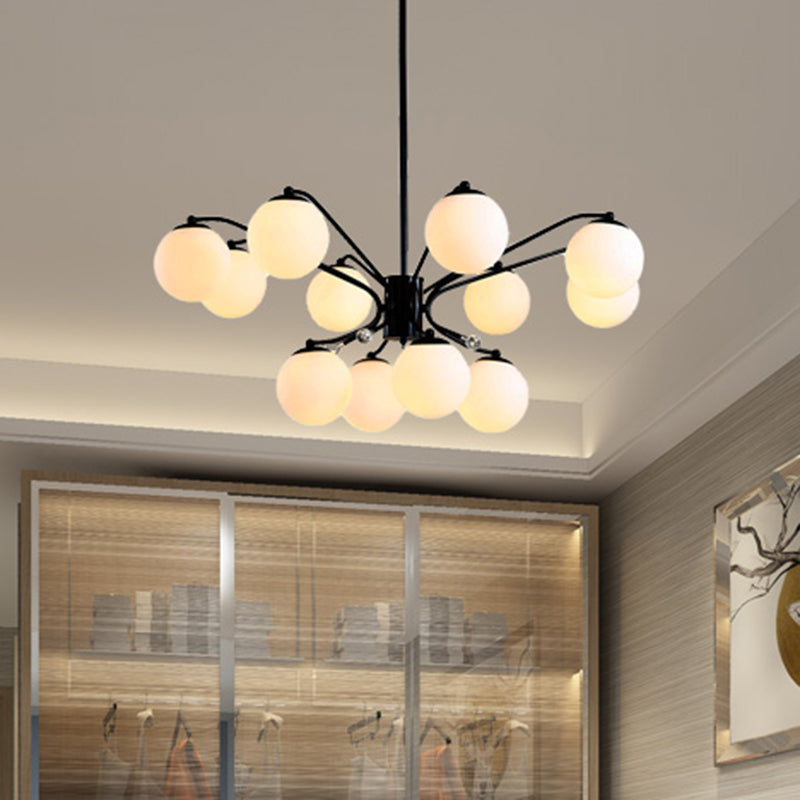 White Glass Ball Chandelier Modern 3/5/9 Lights Fixture - Rebooters