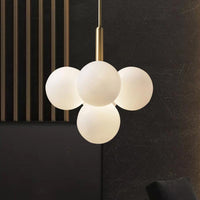 Ball White Glass Chandelier Lamp Contemporary 5/13 Lights - Rebooters