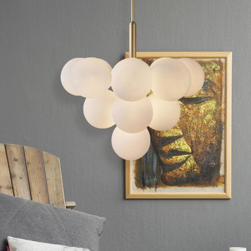Ball White Glass Chandelier Lamp Contemporary 5/13 Lights - Rebooters
