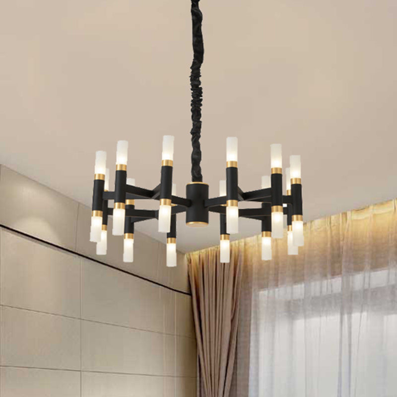 24/36/60 Lights LED Bedroom Chandelier Modern Black White - Rebooters