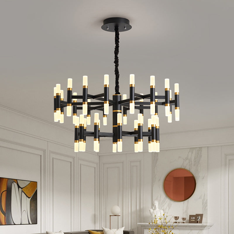 24/36/60 Lights LED Bedroom Chandelier Modern Black White - Rebooters