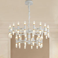 24/36/60 Lights LED Bedroom Chandelier Modern Black White - Rebooters